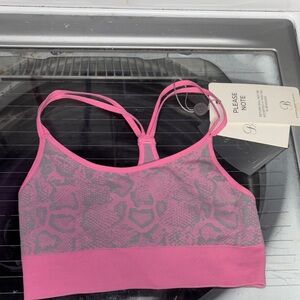 Pink and Gray Animal Print Sports Bra